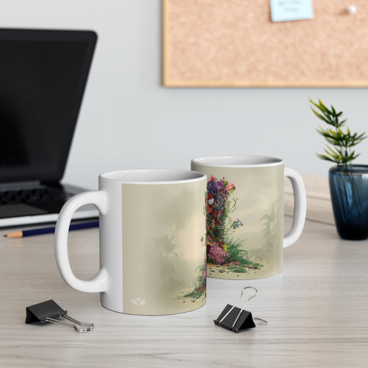 Flower Fantasy Ceramic Mug with Letter N - 06