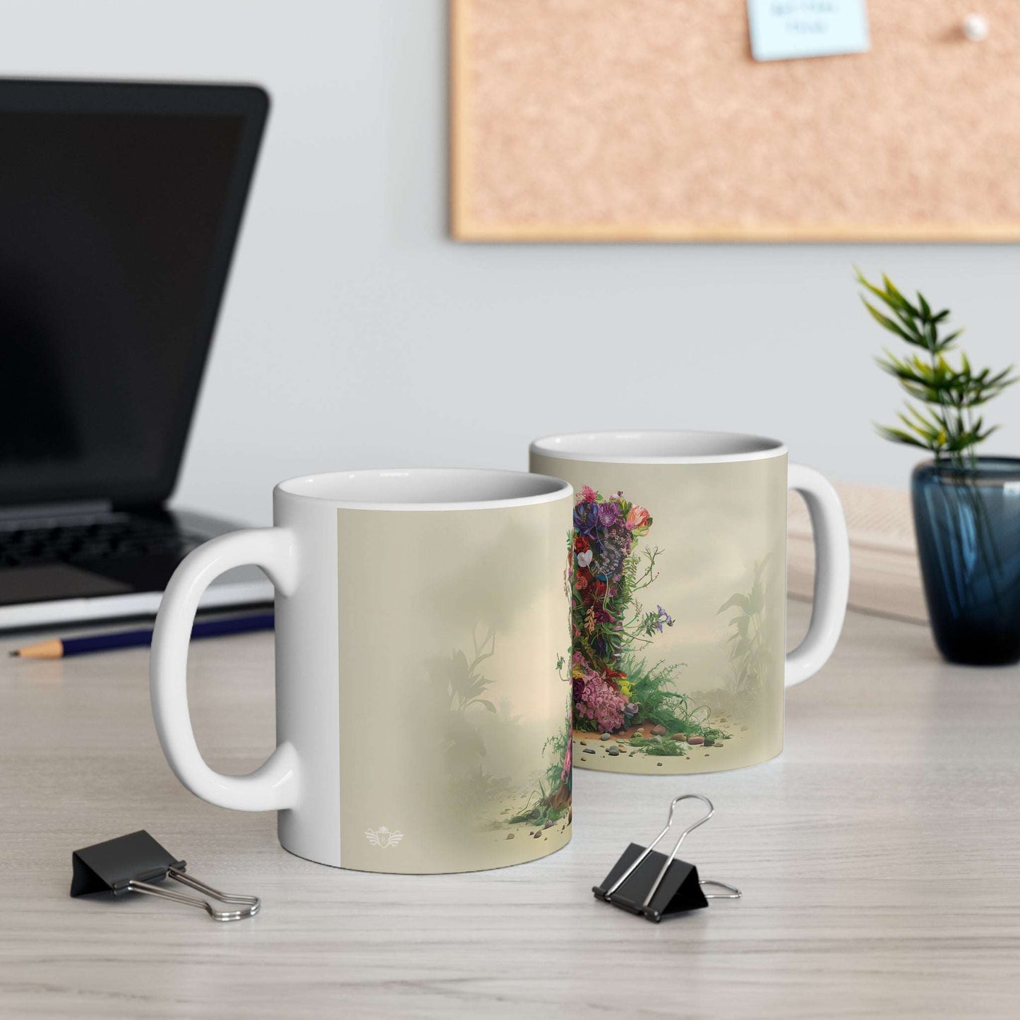 Flower Fantasy Ceramic Mug with Letter N - 06