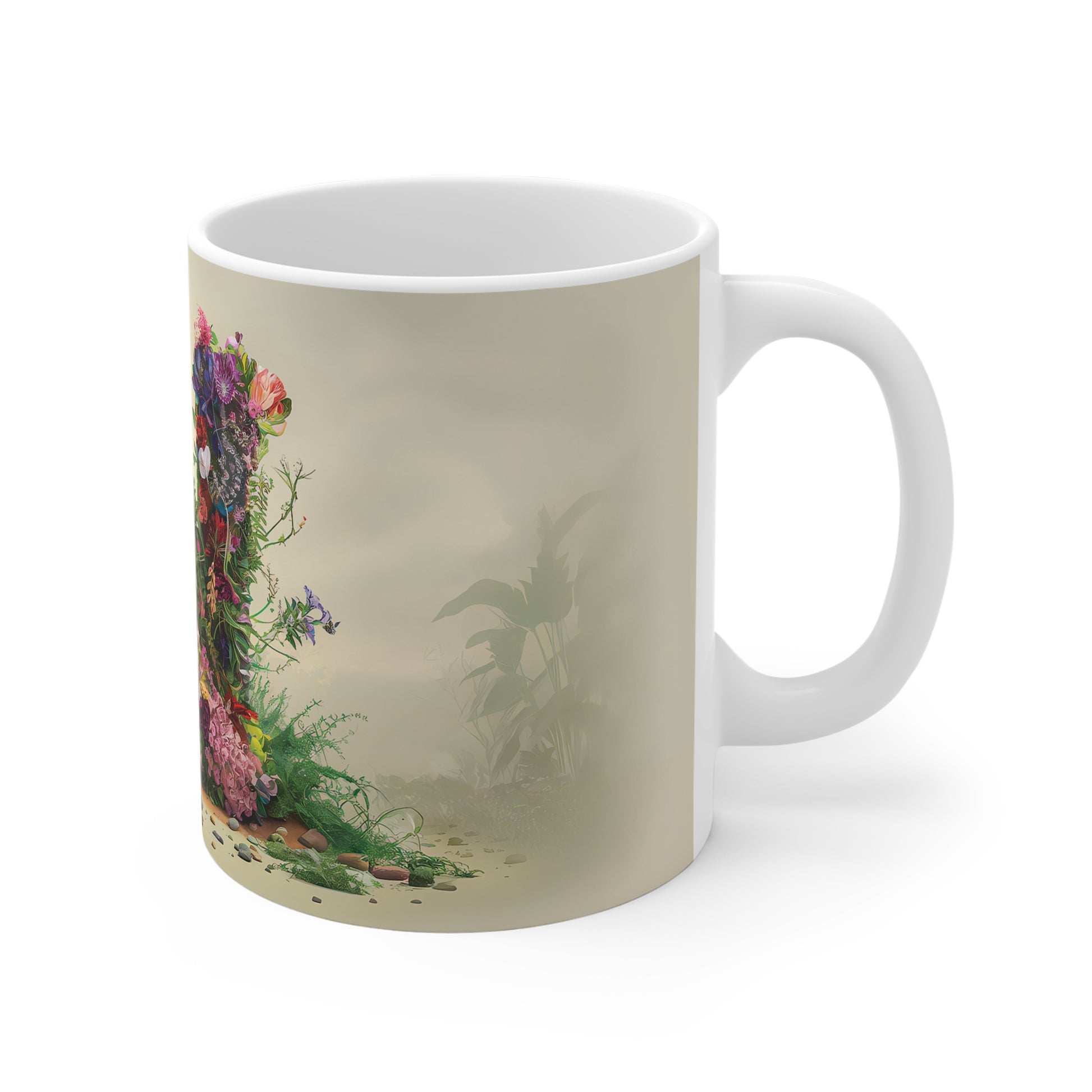 Flower Fantasy Ceramic Mug with Letter N - 03