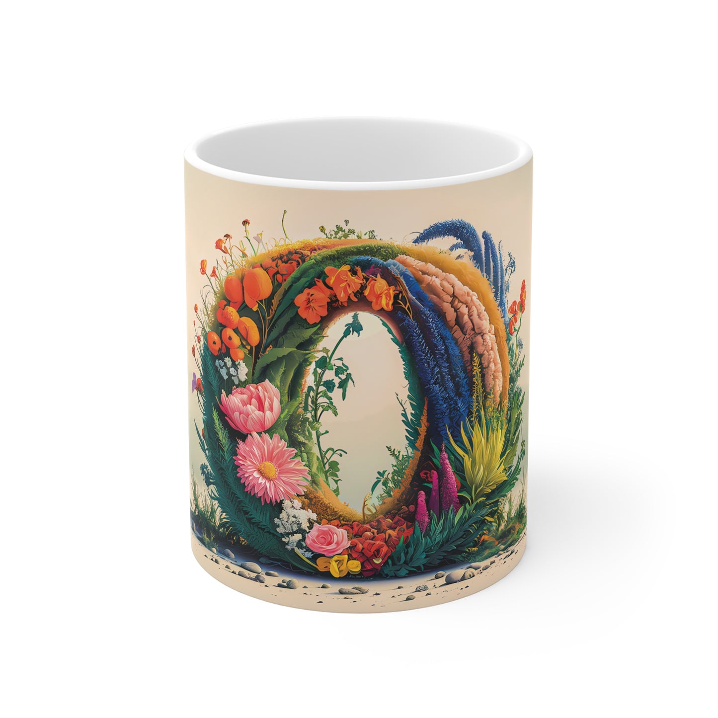 Flower Fantasy Ceramic Mug with Letter O - 01