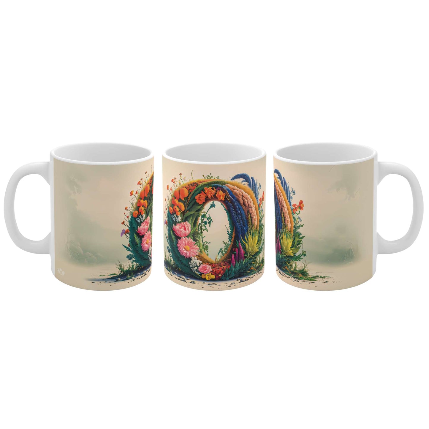 Flower Fantasy Ceramic Mug with Letter O - 04