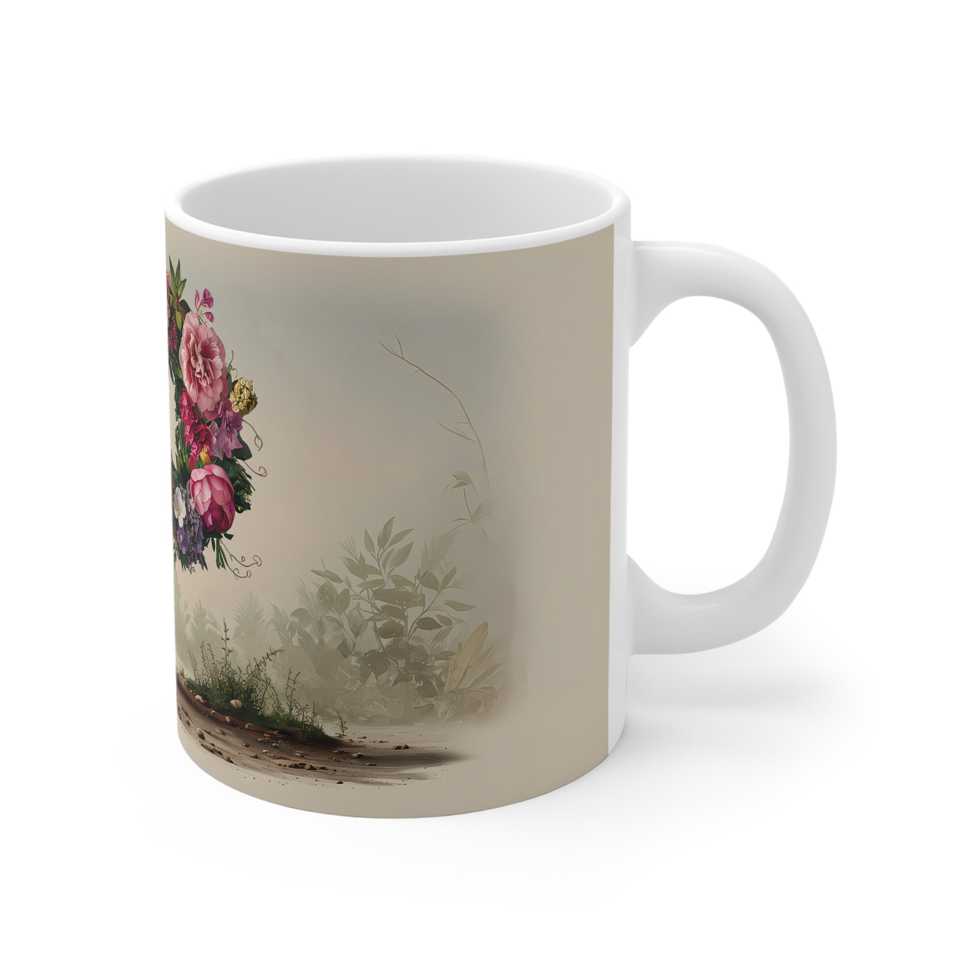 Flower Fantasy Ceramic Mug with Letter P - 03