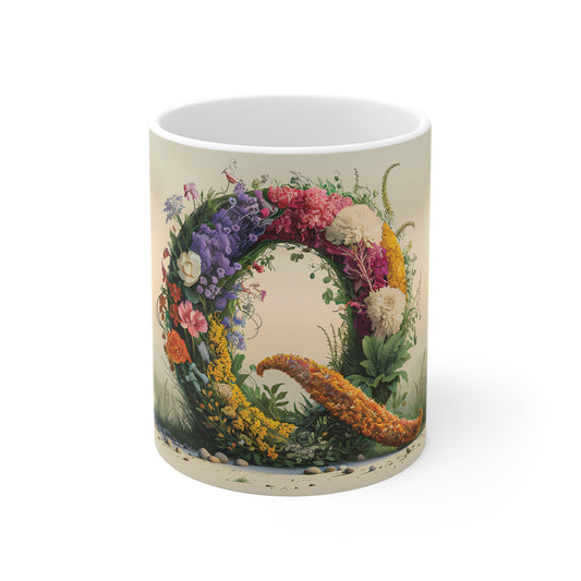 Flower Fantasy Ceramic Mug with Letter Q - 01