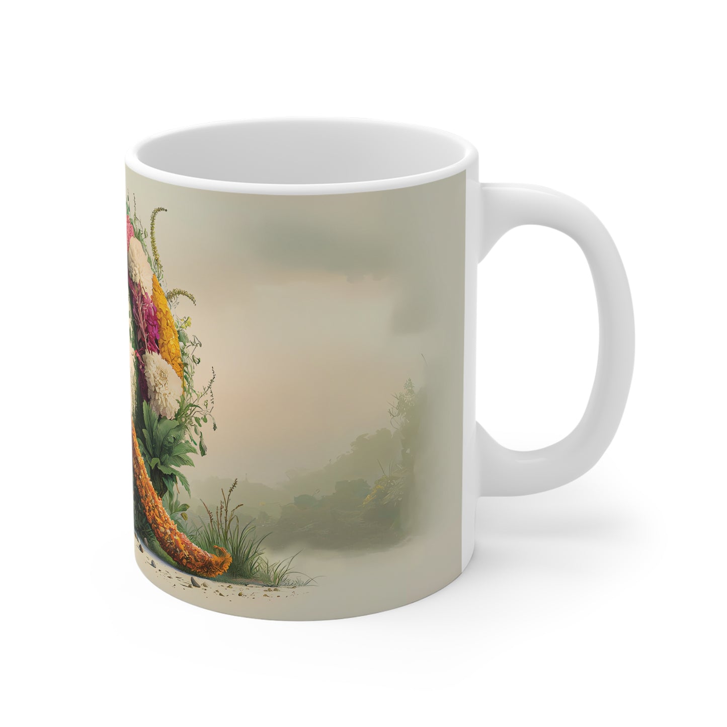 Flower Fantasy Ceramic Mug with Letter Q - 3