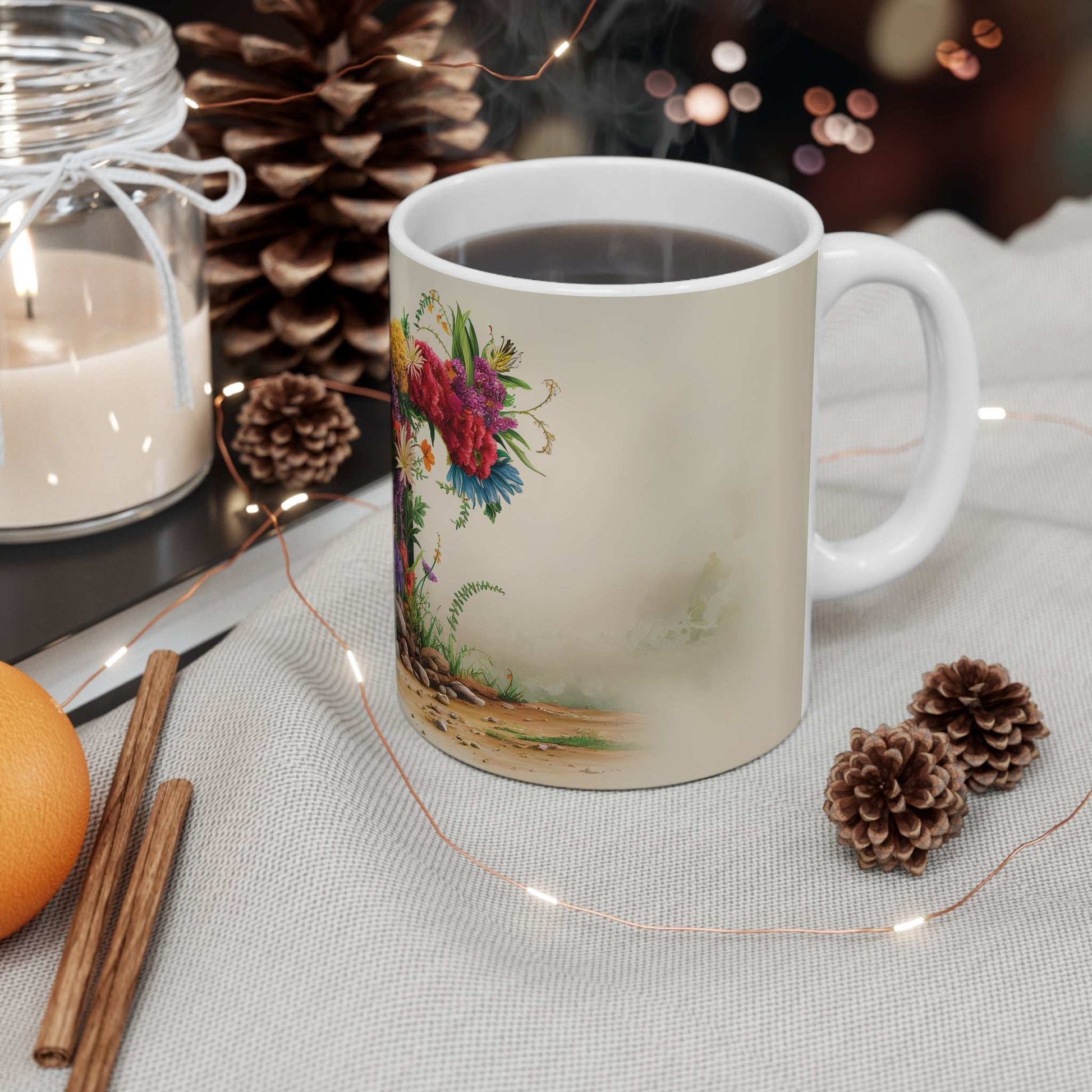 Flower Fantasy Ceramic Mug with Letter T - 05