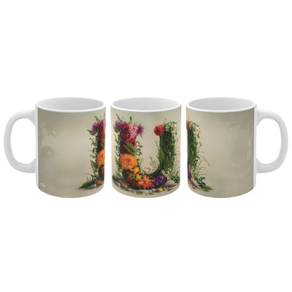 Flower Fantasy Ceramic Mug with Letter U - 04