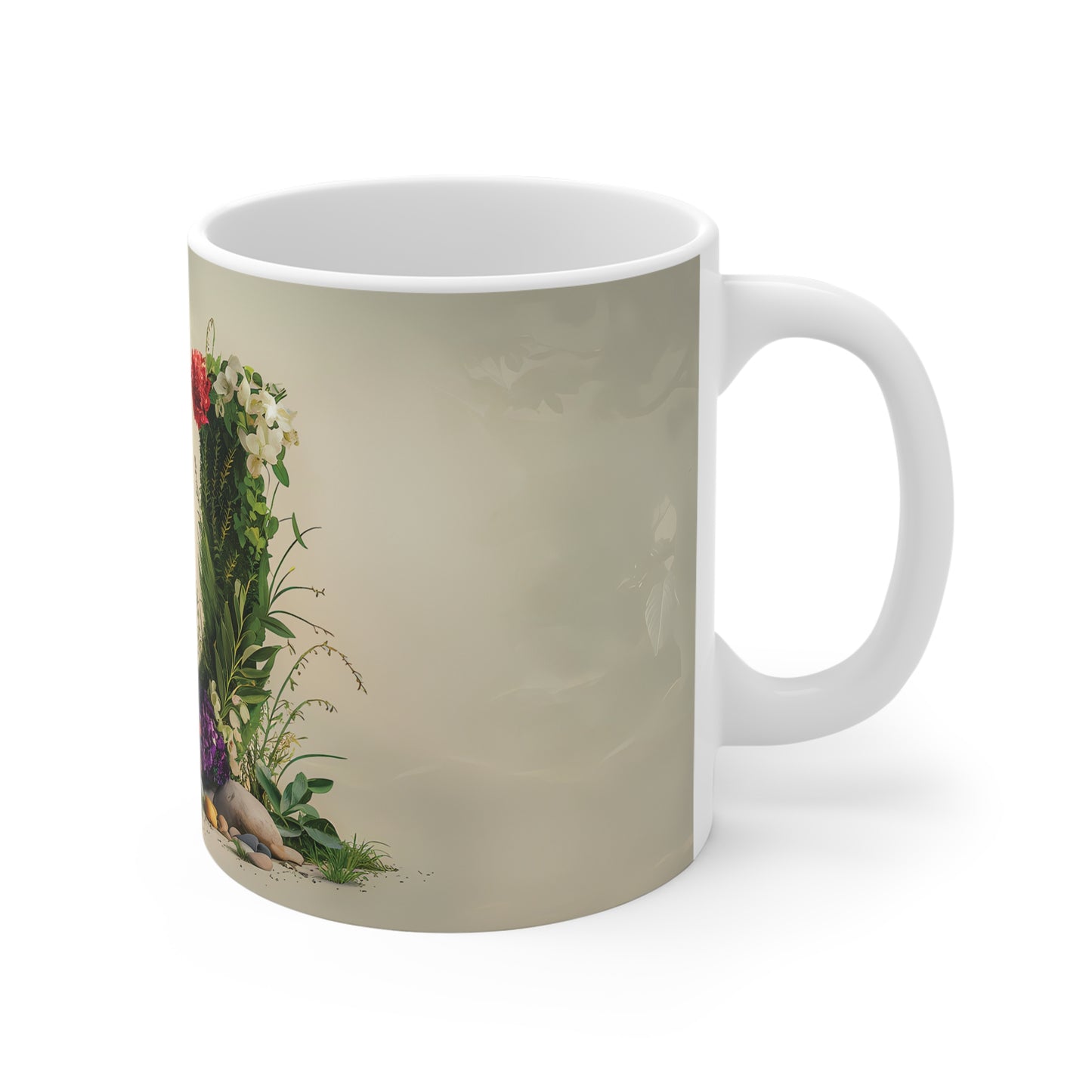 Flower Fantasy Ceramic Mug with Letter U - 03