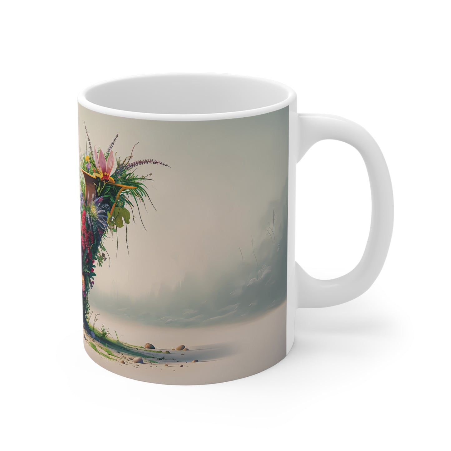 Flower Fantasy Ceramic Mug with Letter V - 03