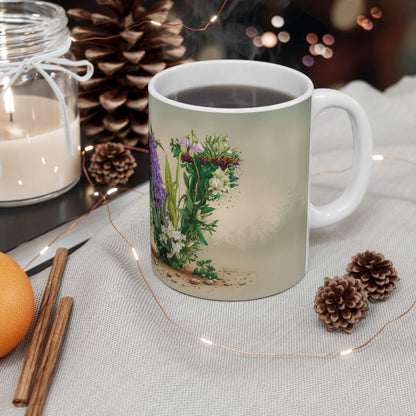 Flower Fantasy Ceramic Mug with Letter W - 05