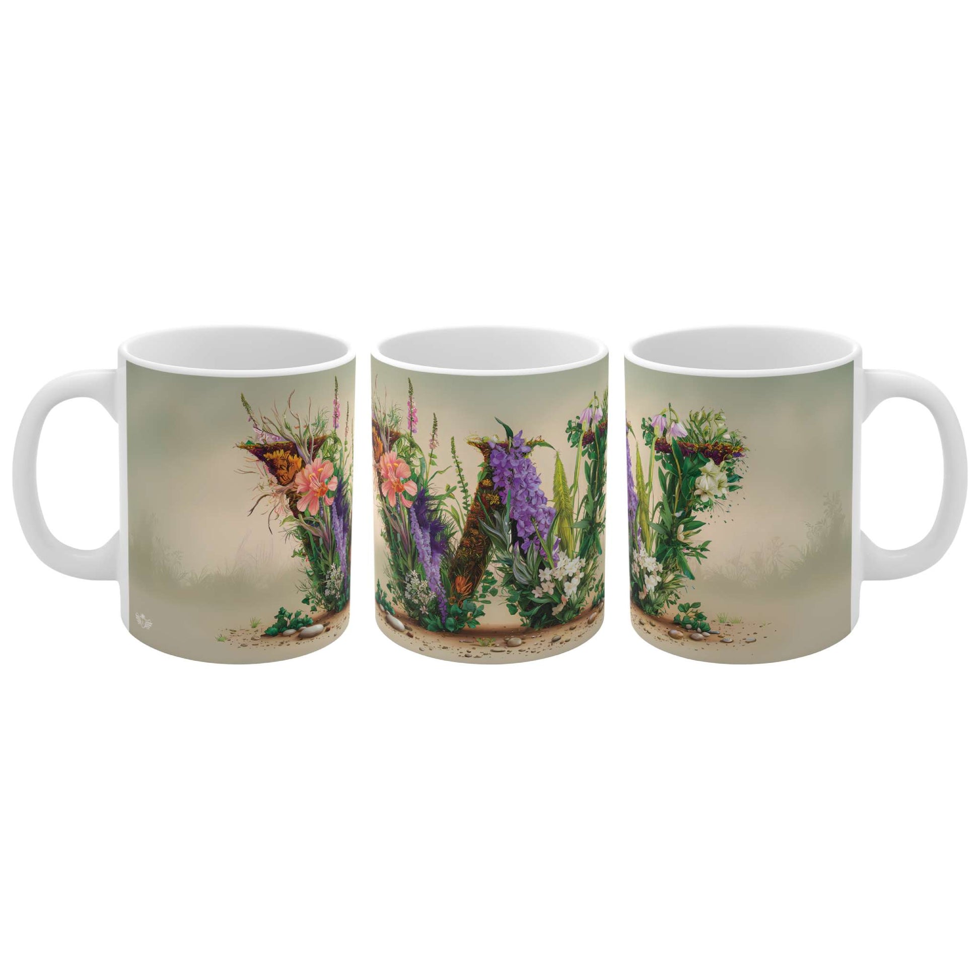 Flower Fantasy Ceramic Mug with Letter W - 04