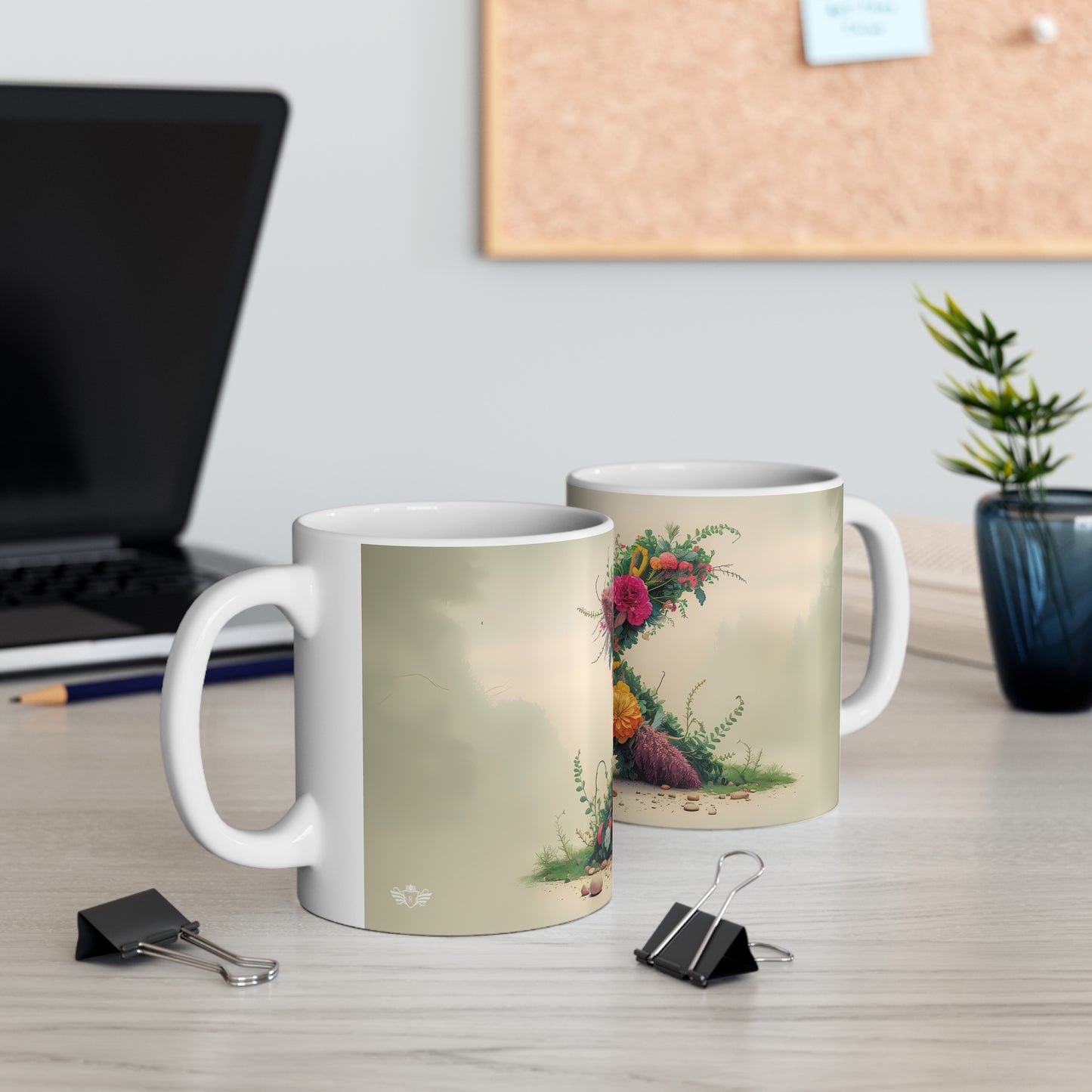 Flower Fantasy Ceramic Mug with Letter X - 06