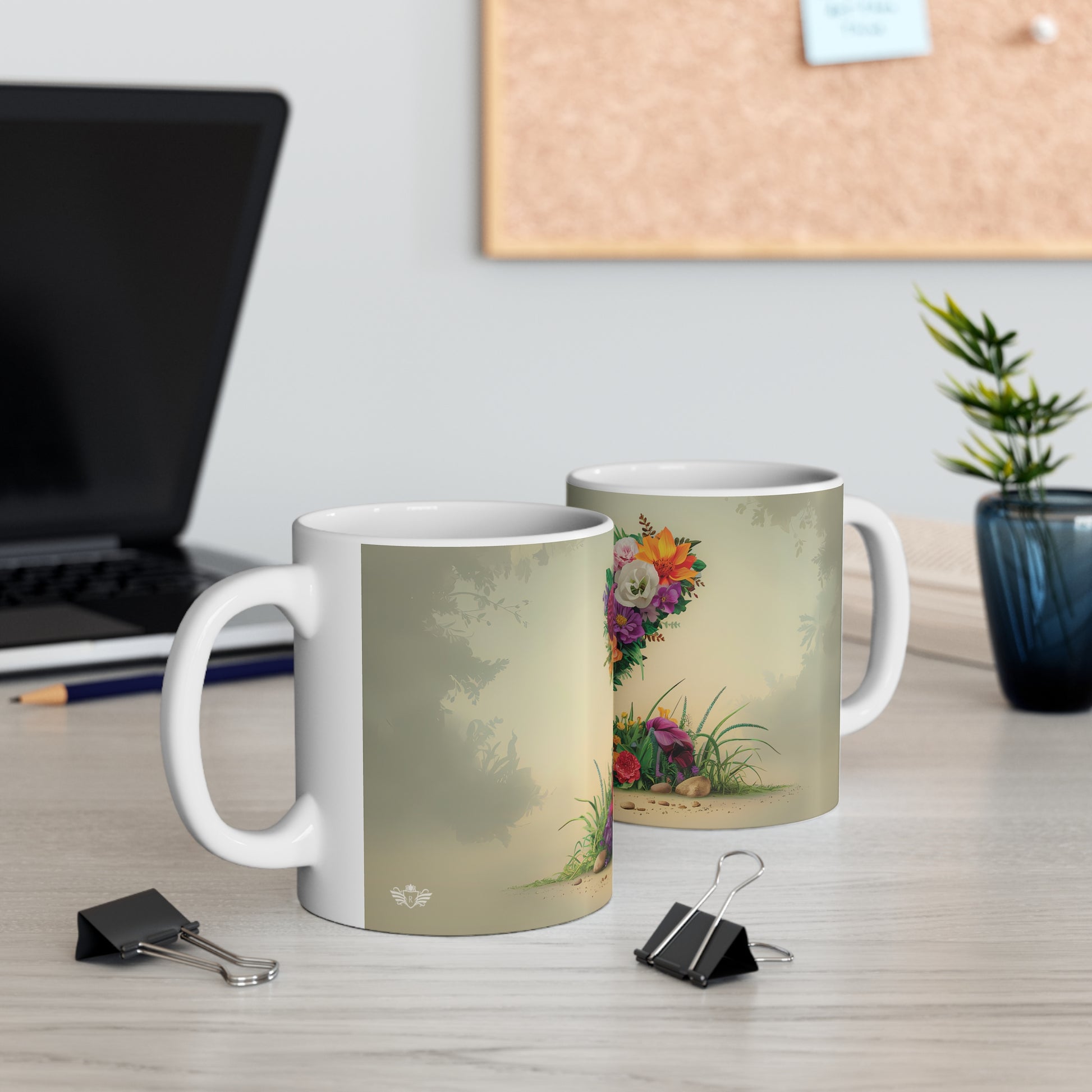 Flower Fantasy Ceramic Mug with Letter Z - 06