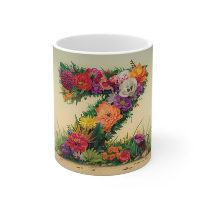 Flower Fantasy Ceramic Mug with Letter Z - 01