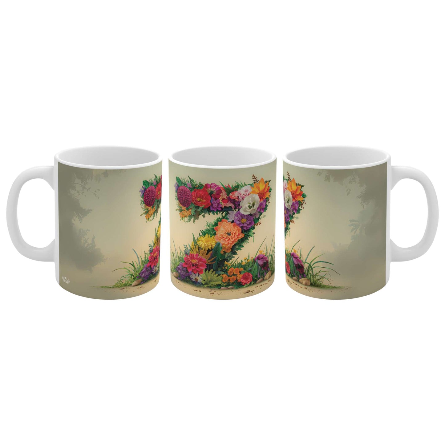 Flower Fantasy Ceramic Mug with Letter Z - 04