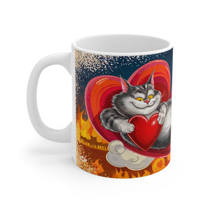 Funny Cat Coffee Mug: Celebrate Naps, Not Love! - 2