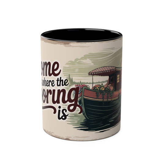 Mug with a scenic design and text on a white background