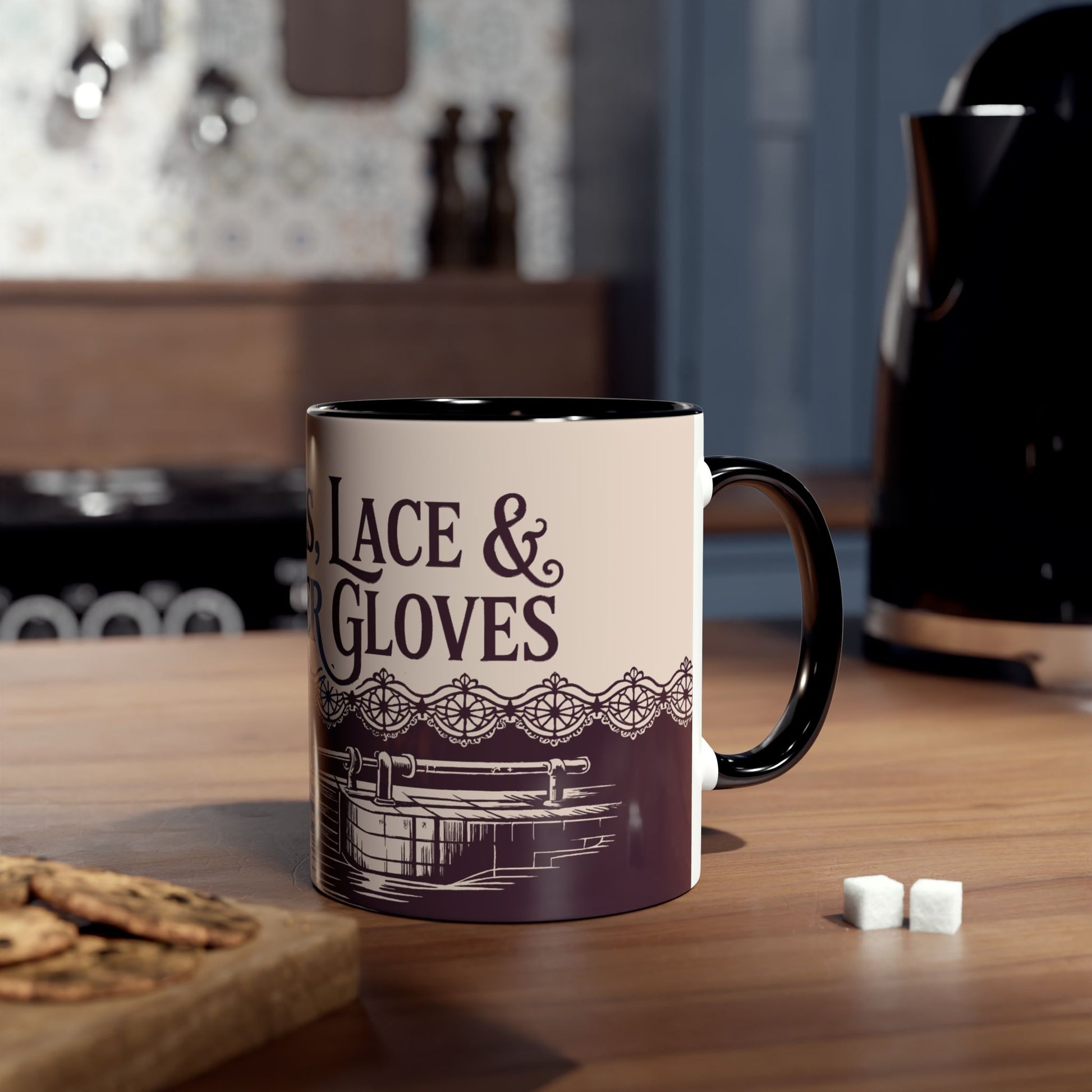 Mug with elegant design on a kitchen counter