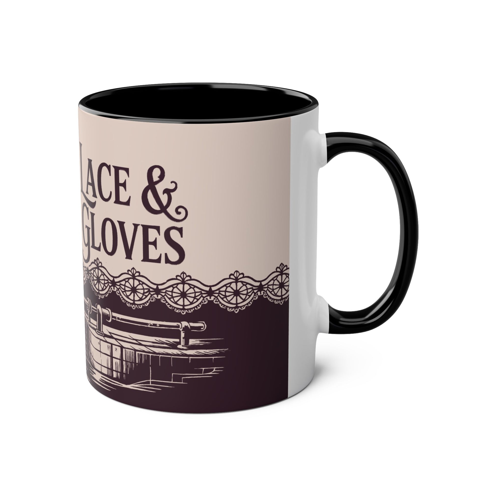 Mug with canal boat text and design on a white background