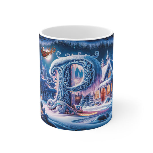 Magical Christmas Alphabet Ceramic Mug Letter P Edition-1