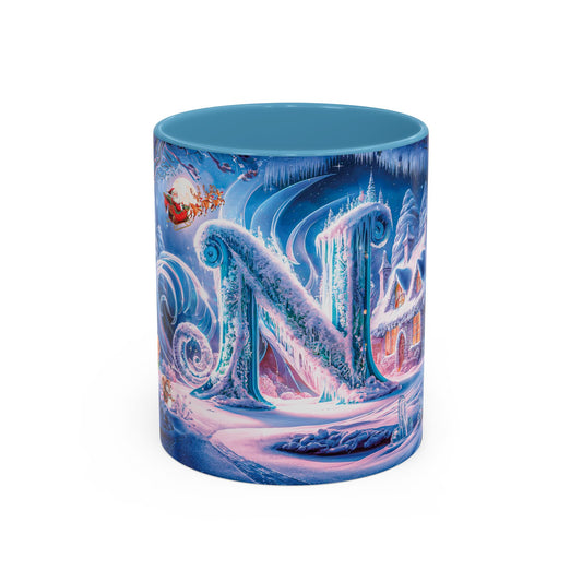 Ceramic mug with a Christmas design on a white background