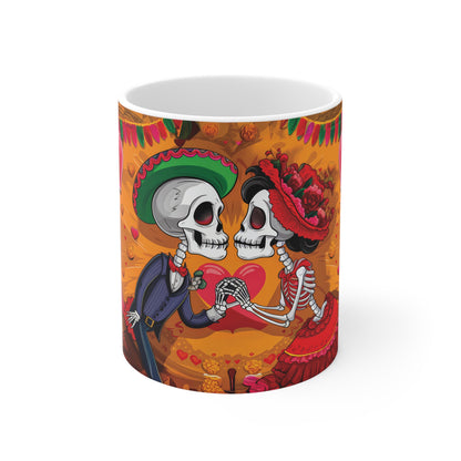 Mexican Fiesta of Love: Dancing Skeletons Mug - 1