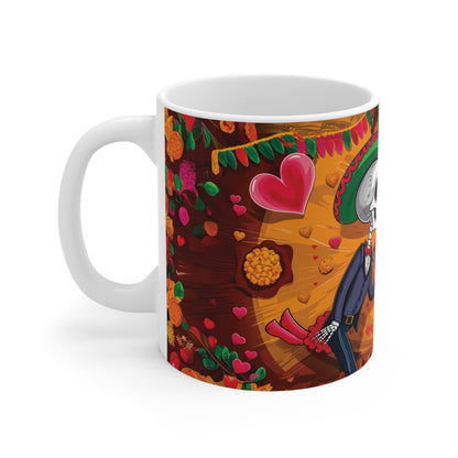 Mexican Fiesta of Love: Dancing Skeletons Mug - 2