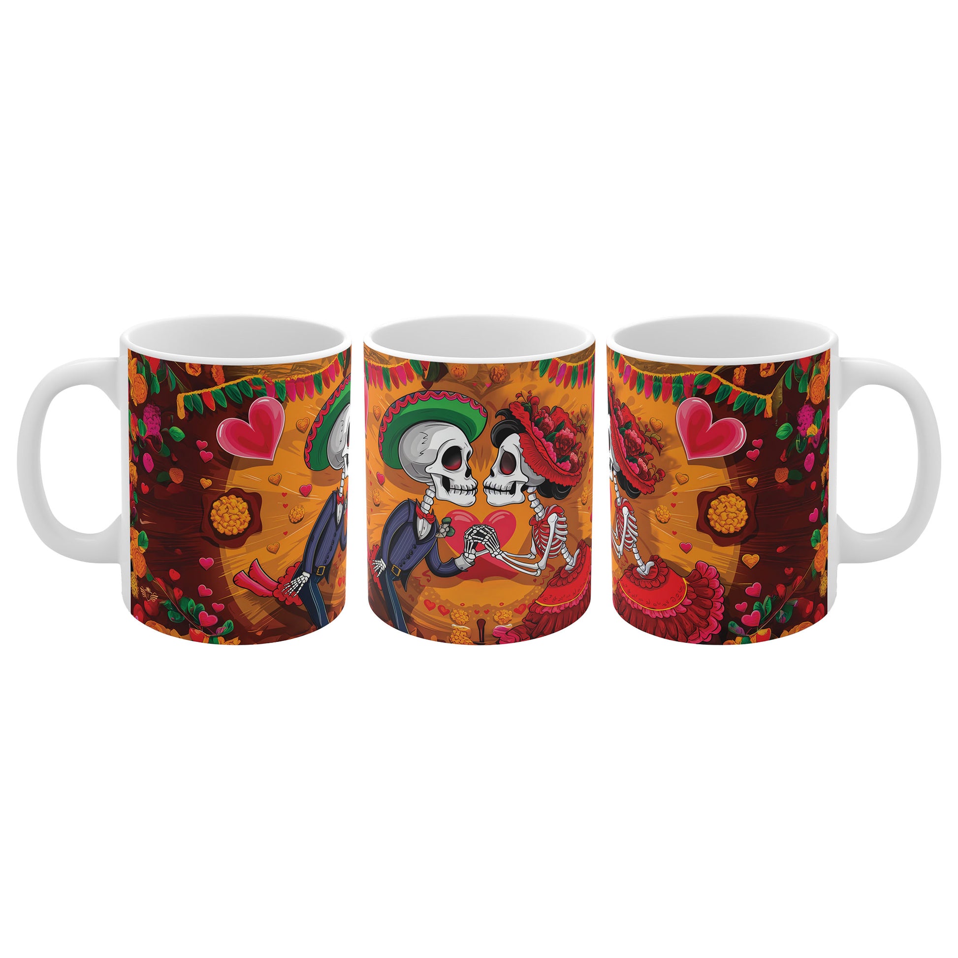 Mexican Fiesta of Love: Dancing Skeletons Mug - 4