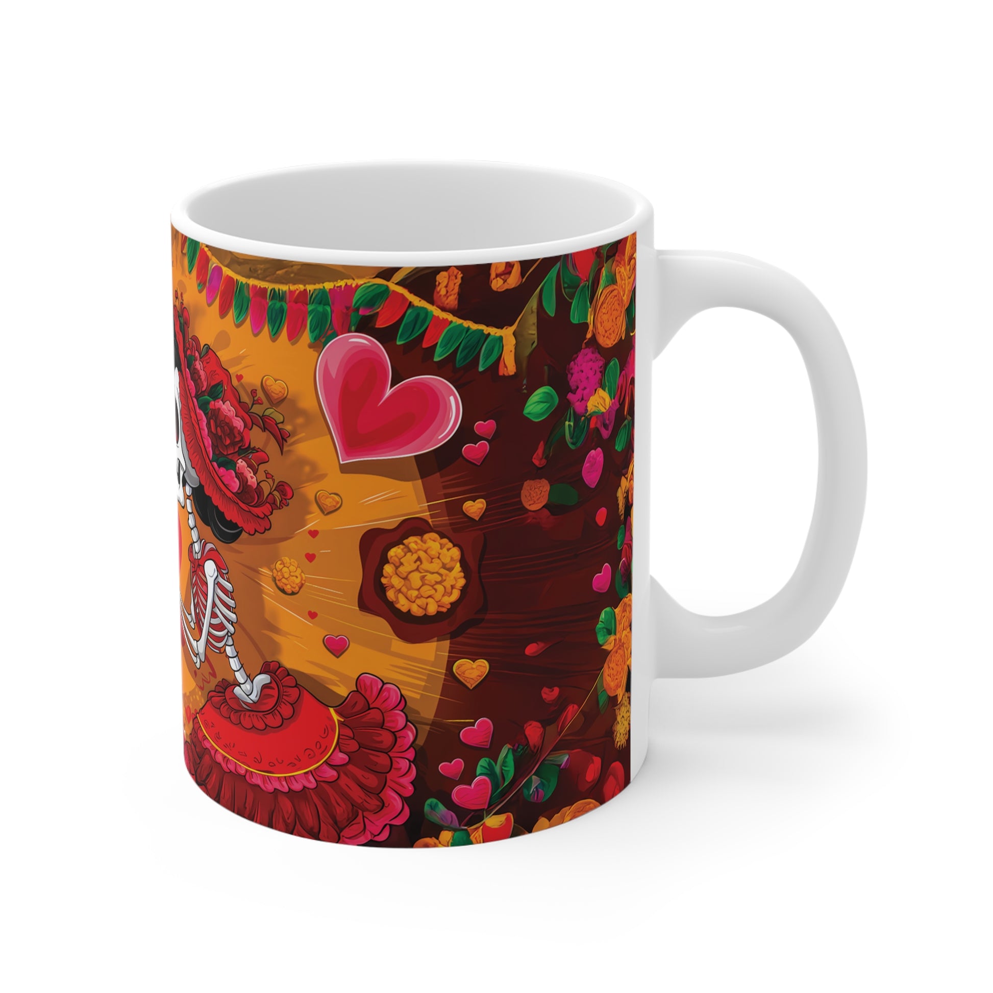 Mexican Fiesta of Love: Dancing Skeletons Mug - 3