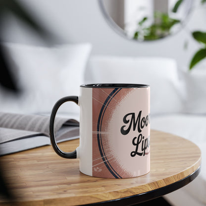 Mug with black handle and interior on a wooden table