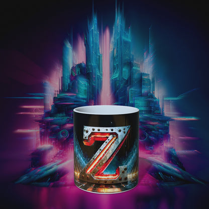 Cyberpunk Style Ceramic Mug with Letter Z