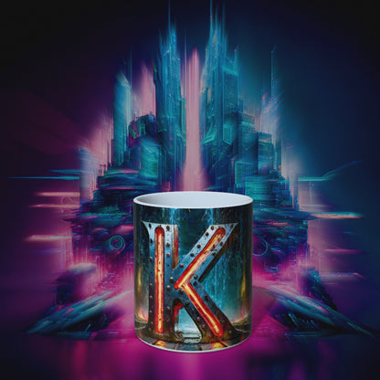 Cyberpunk Style Ceramic Mug with Letter K