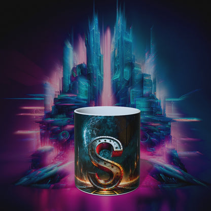 Cyberpunk Style Ceramic Mug with Letter S