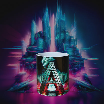 Cyberpunk Style Ceramic Mug with Letter A