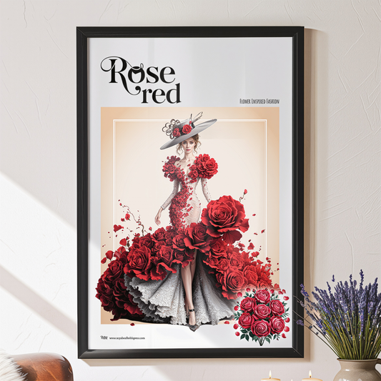 Red Rose Flower Fashion Poster