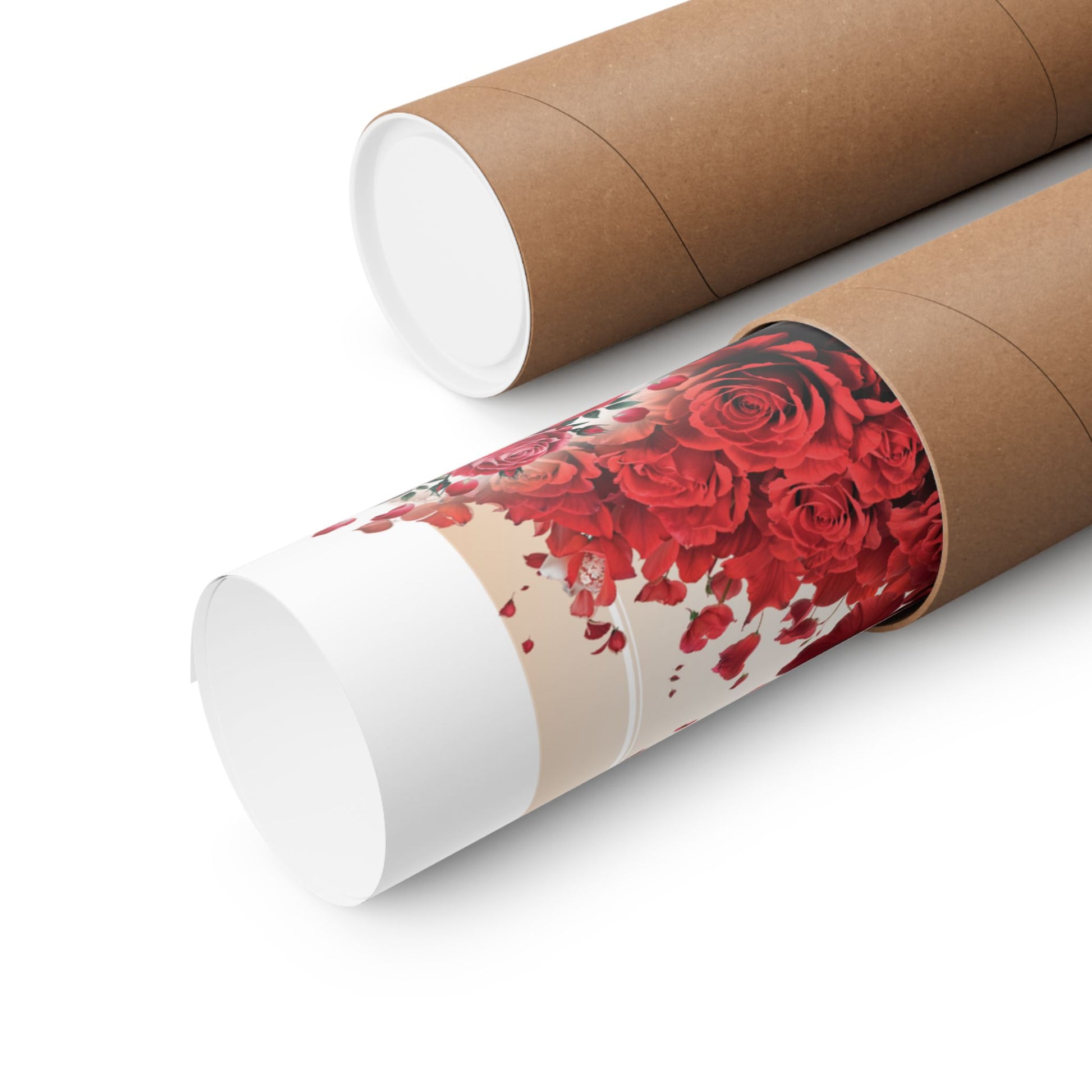 Rolled poster in a tube on a white background