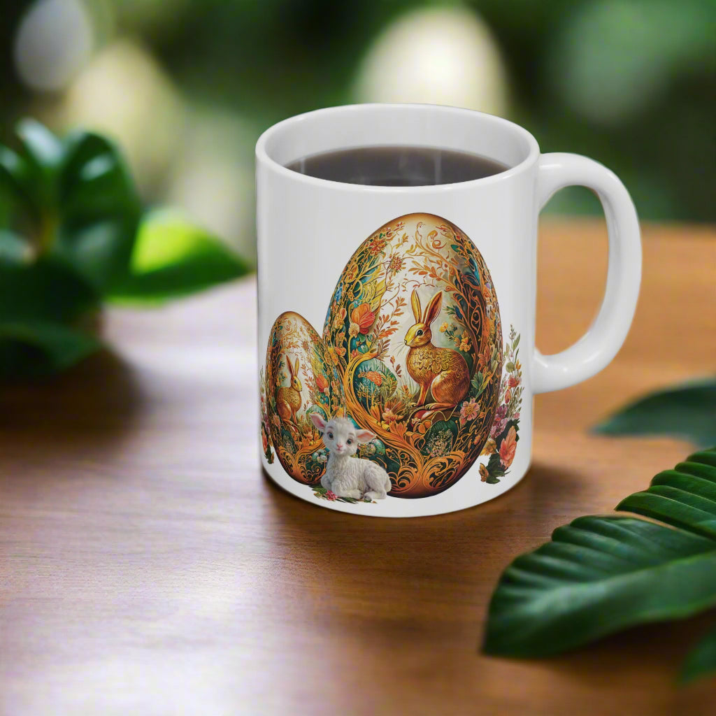 Vintage Elegance Easter Golden Patterns Egg Mug - 04