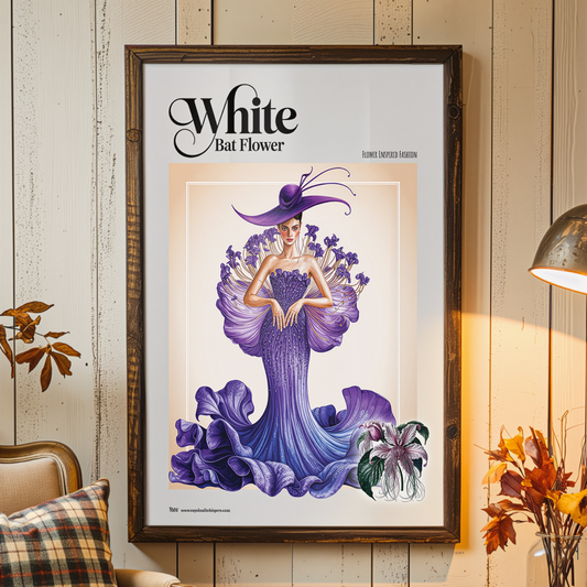 White Bat Flower Fashion Poster